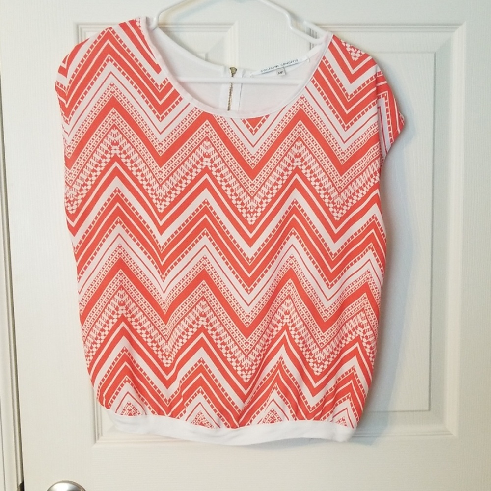 Collective Concepts Orange & White Pattern Top